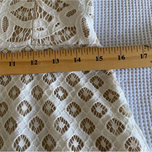 White and Nude Lace Fitted Shift Dress. Mature Wedding. Rehearsal Dress. - Picture 9 of 14